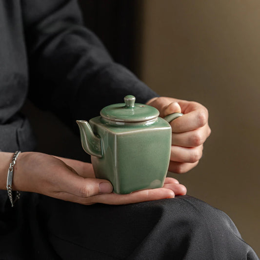 180ml Yue Kiln Teapot Antiquity Han Fang Pot with Filter Ball Celadon Handmade Tea Single Small Household Ceramic Teaware Set