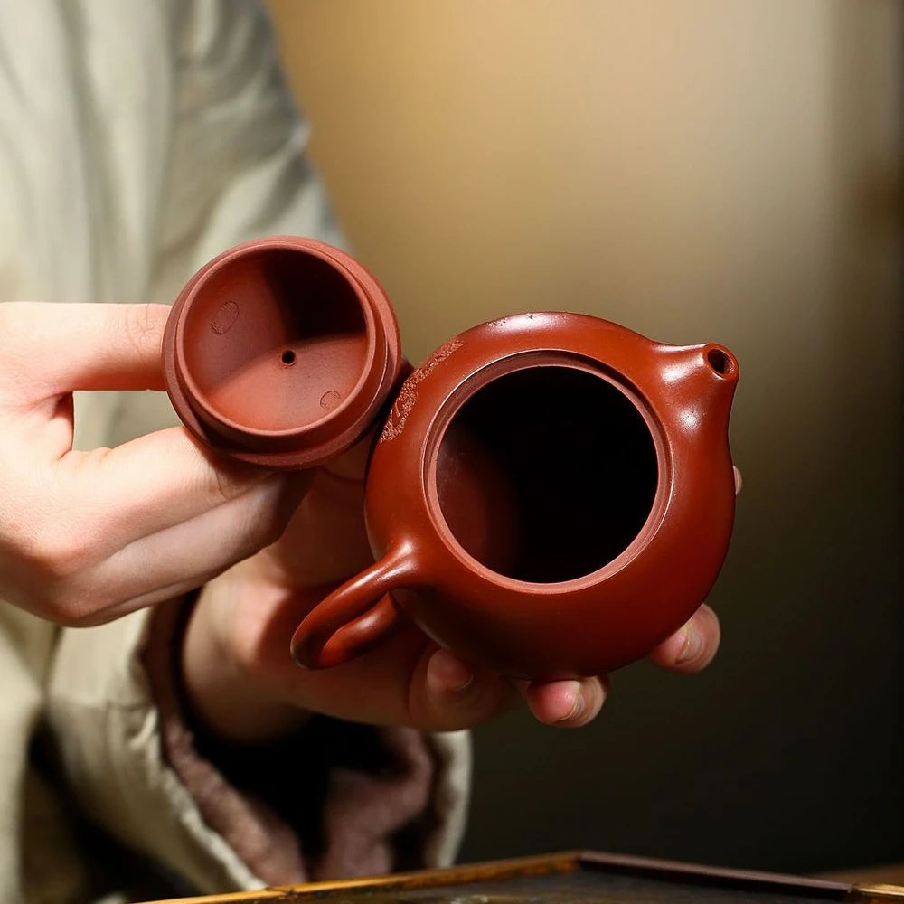 180ml full handmade tea pot marked Chinese character carved embossed xishi true yixing zisha dahongpao clay master made on sales