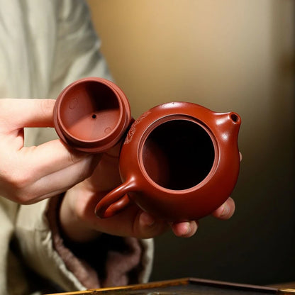 180ml full handmade tea pot marked Chinese character carved embossed xishi true yixing zisha dahongpao clay master made on sales