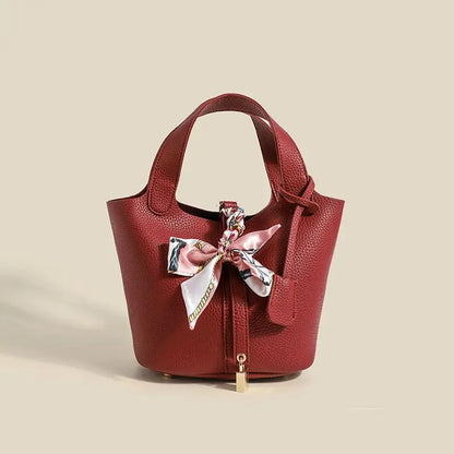 18CM Genuine Leather New Fashion Women Bags Designer Handbags Female Daily Shopping Totes Bag Ladies Classic Bucket Bag 2023