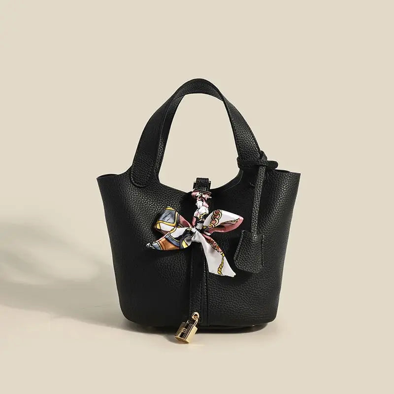 18CM Genuine Leather New Fashion Women Bags Designer Handbags Female Daily Shopping Totes Bag Ladies Classic Bucket Bag 2023