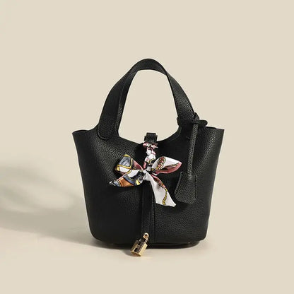 18CM Genuine Leather New Fashion Women Bags Designer Handbags Female Daily Shopping Totes Bag Ladies Classic Bucket Bag 2023