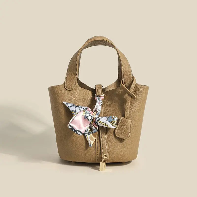 18CM Genuine Leather New Fashion Women Bags Designer Handbags Female Daily Shopping Totes Bag Ladies Classic Bucket Bag 2023