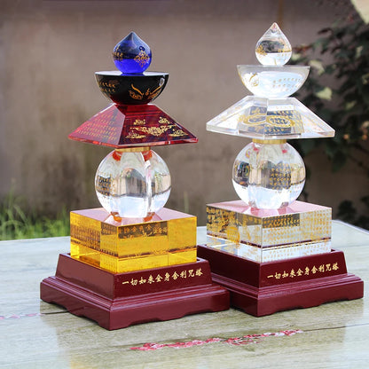 18CM Thailand crystal buddha Pagoda HOME efficacious Tantric talisman Tibet Buddhism buddha dagoba stupa tower pagoda statue