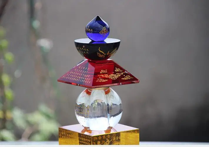18CM Thailand crystal buddha Pagoda HOME efficacious Tantric talisman Tibet Buddhism buddha dagoba stupa tower pagoda statue
