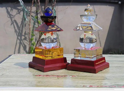 18CM Thailand crystal buddha Pagoda HOME efficacious Tantric talisman Tibet Buddhism buddha dagoba stupa tower pagoda statue
