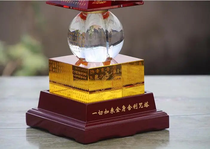 18CM Thailand crystal buddha Pagoda HOME efficacious Tantric talisman Tibet Buddhism buddha dagoba stupa tower pagoda statue