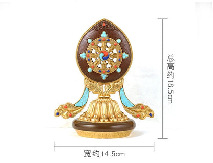 18CM large HOME efficacious Protection Tibet Nepal Buddhism TOP Tantric ritual gilding Eight Auspicious Symbols Buddhism statue