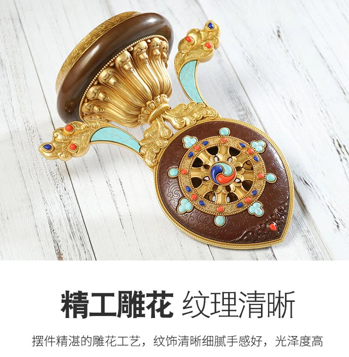 18CM large HOME efficacious Protection Tibet Nepal Buddhism TOP Tantric ritual gilding Eight Auspicious Symbols Buddhism statue