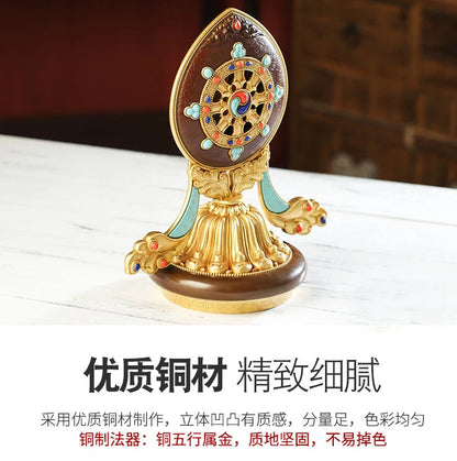 18CM large HOME efficacious Protection Tibet Nepal Buddhism TOP Tantric ritual gilding Eight Auspicious Symbols Buddhism statue