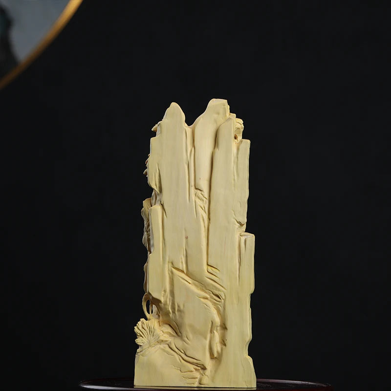 18cm Boxwood Figure Statue Buddha God Wood Sculpture Myth Feng Shui Office Decoration Collection Wood Statue auspicious