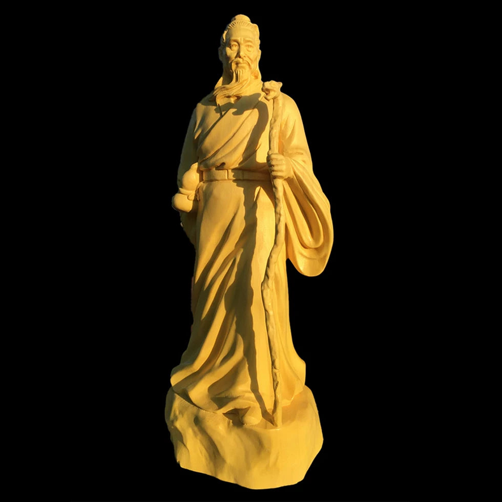 18cm Boxwood Wood Sculpture Real Wood Wood Statue Collection doctor Feng Shui Office Decoration Traditional Chinese