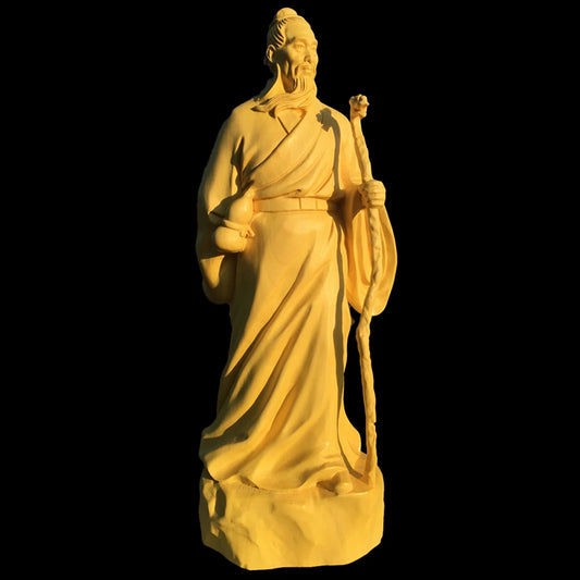 18cm Boxwood Wood Sculpture Real Wood Wood Statue Collection doctor Feng Shui Office Decoration Traditional Chinese