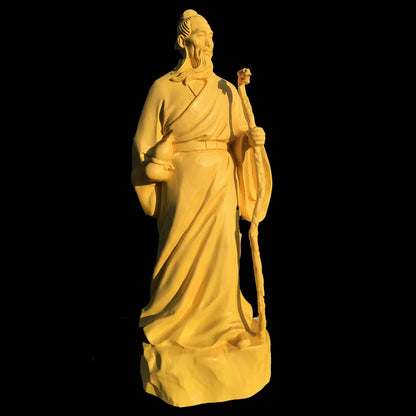 18cm Boxwood Wood Sculpture Real Wood Wood Statue Collection doctor Feng Shui Office Decoration Traditional Chinese