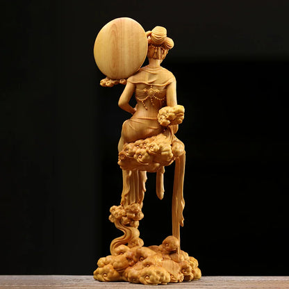 18cm Wood Chang'e Statue Beauty Figures Story Character Mythological Figures Chinese Mythology The Goddess of The Moon Houyi