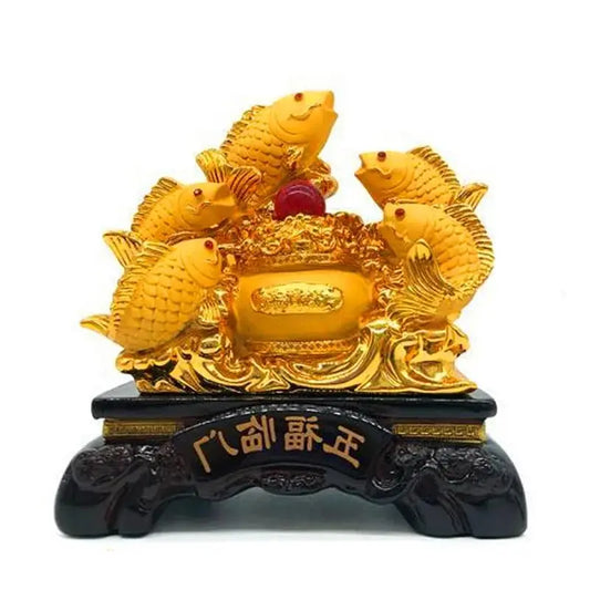 18cmFree shipping New carp attract luck feng shui fish resin gold cornucopia handicraft home decor fish statue decoration maison