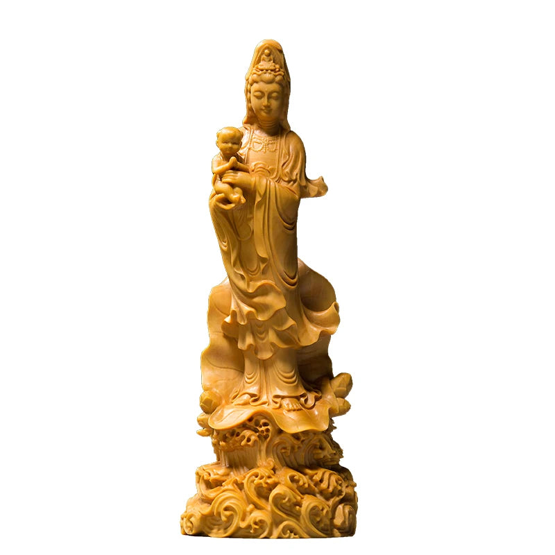 19/22CM SongZi Guanyin Buddhas wood Figurines Pray Sculptures Home Decoration Chinese Style Decoration Gift Wood Statue