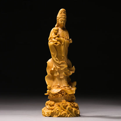 19/22CM SongZi Guanyin Buddhas wood Figurines Pray Sculptures Home Decoration Chinese Style Decoration Gift Wood Statue