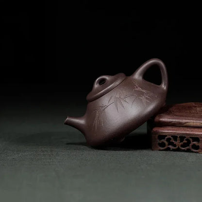 190ML Hand-painted Design of Bamboo Leaves Yixing Teapot Handmade Clay Kettle Puer Tea Set Kung Fu Zisha Teaware