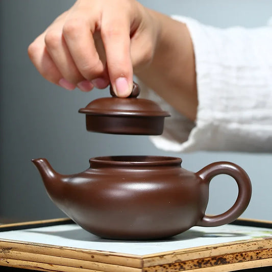 190cc 1 Pot 4 Cups Capacity Yixing Zhu Ni Flower Tea Kettle Large Purple Sand Teapot Chinese Tea Set Handmade Ceramic Tea Pot