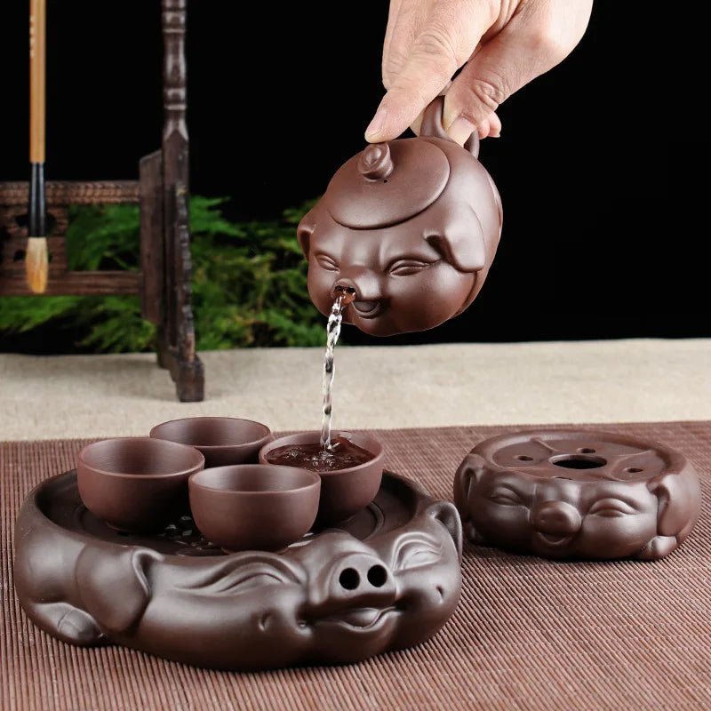 190cc 5pcs Yixing handmade purple clay pot Baimu Dragon Blood Sand Kungfu tea set Chinese teapot Set tea pot