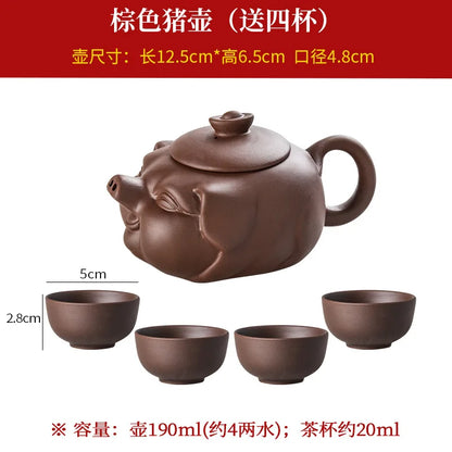 190cc 5pcs Yixing handmade purple clay pot Baimu Dragon Blood Sand Kungfu tea set Chinese teapot Set tea pot