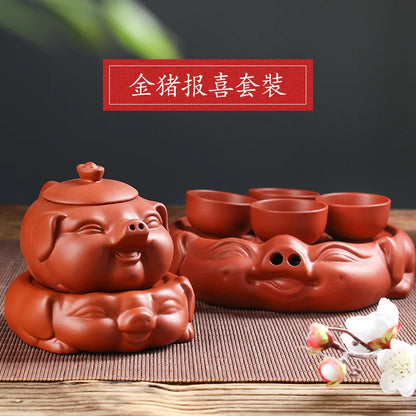 190cc 5pcs Yixing handmade purple clay pot Baimu Dragon Blood Sand Kungfu tea set Chinese teapot Set tea pot