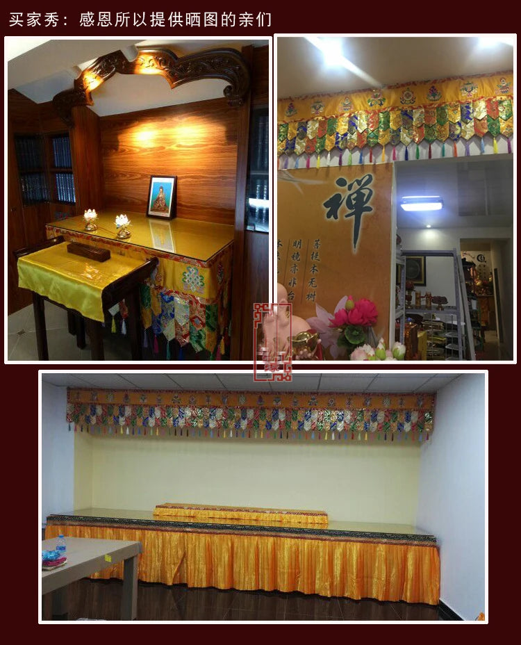 190cm long Wholesale Buddhist supplies HOME Temple Eight Auspicious Symbols Embroidery wall Enclosing curtain Tapestry draperies