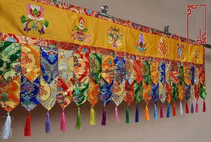 190cm long Wholesale Buddhist supplies HOME Temple Eight Auspicious Symbols Embroidery wall Enclosing curtain Tapestry draperies