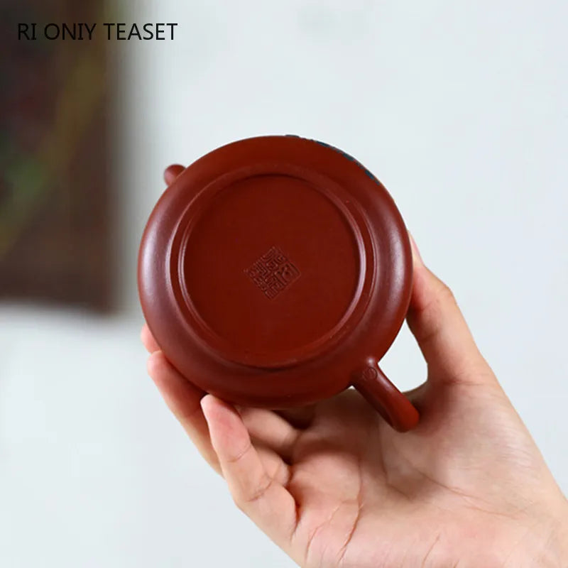190ml Chinese Yixing Handmade Purple Clay Teapot Mud-painted Plum Blossom Tea Pot Raw Ore Dahongpao Teaware Kettle Zisha Tea Set