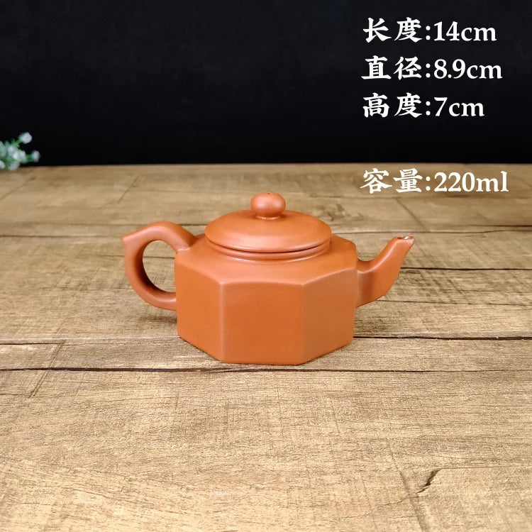 190ml Chinese Yixing High-end Purple Clay Teapot Famous Handmade Hexagonal Shape Tea Pot Raw Ore Purple Mud Kettle Zisha Tea Set