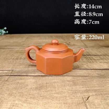190ml Chinese Yixing High-end Purple Clay Teapot Famous Handmade Hexagonal Shape Tea Pot Raw Ore Purple Mud Kettle Zisha Tea Set