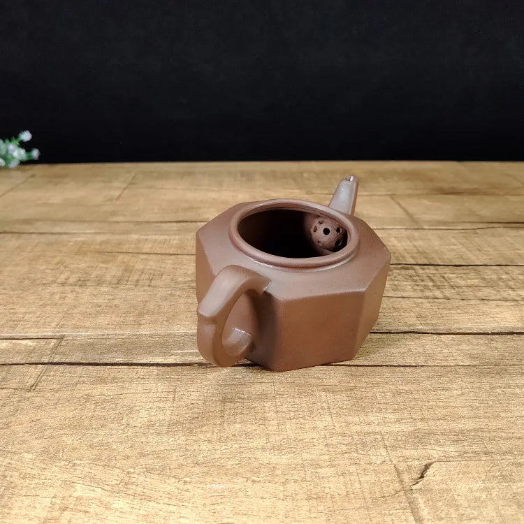 190ml Chinese Yixing High-end Purple Clay Teapot Famous Handmade Hexagonal Shape Tea Pot Raw Ore Purple Mud Kettle Zisha Tea Set
