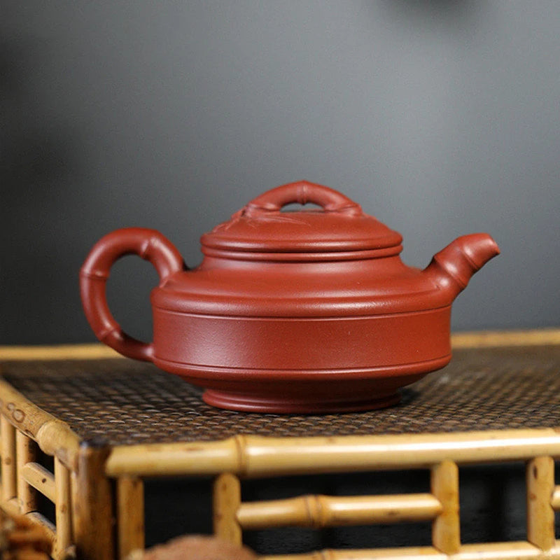 190ml Chinese Yixing High-end Purple Clay Teapots Famous Handmade Bamboo Leaf Tea Pot Raw Ore Zhu Mud Kettle Zisha Tea Set