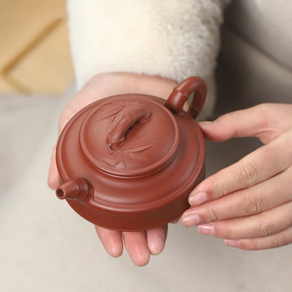 190ml Chinese Yixing High-end Purple Clay Teapots Famous Handmade Bamboo Leaf Tea Pot Raw Ore Zhu Mud Kettle Zisha Tea Set