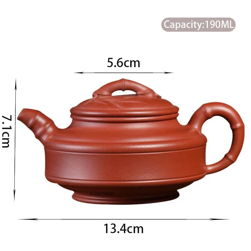190ml Chinese Yixing High-end Purple Clay Teapots Famous Handmade Bamboo Leaf Tea Pot Raw Ore Zhu Mud Kettle Zisha Tea Set