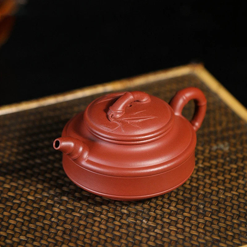 190ml Chinese Yixing High-end Purple Clay Teapots Famous Handmade Bamboo Leaf Tea Pot Raw Ore Zhu Mud Kettle Zisha Tea Set