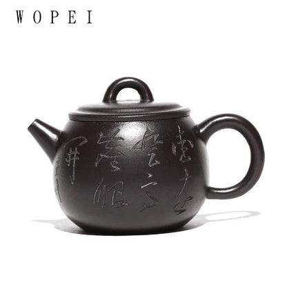 190ml Chinese Yixing Purple Clay Tea Pot Hand-painted Black Mud Tea Pot Tradition Filter Zisha Tea Maker Household Drinkware