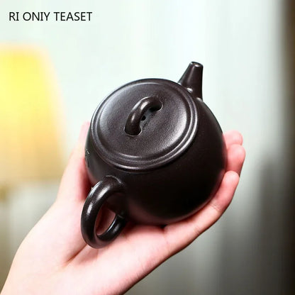 190ml Chinese Yixing Purple Clay Tea Pot Hand-painted Black Mud Tea Pot Tradition Filter Zisha Tea Maker Household Drinkware
