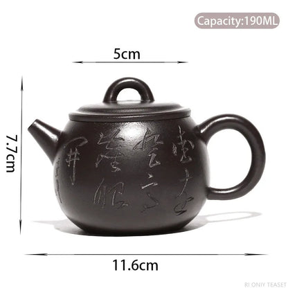 190ml Chinese Yixing Purple Clay Tea Pot Hand-painted Black Mud Tea Pot Tradition Filter Zisha Tea Maker Household Drinkware