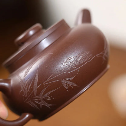 190ml Chinese Yixing Purple Clay Teapots Beauty Kettle Famous Artists Handmade Raw Ore Purple Mud Tea Pot Zisha Tea Set Teaware