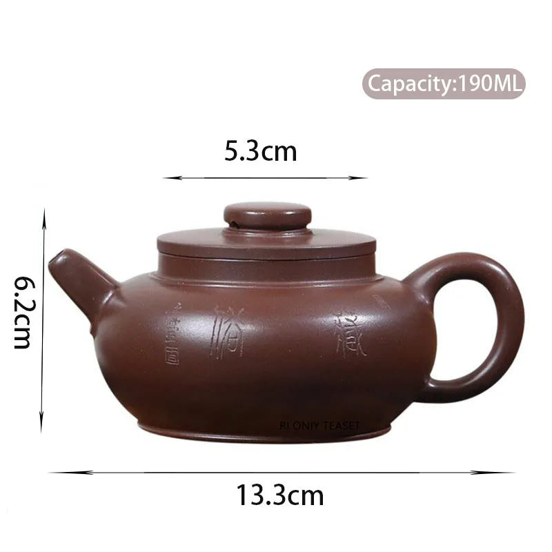 190ml Chinese Yixing Purple Clay Teapots Beauty Kettle Famous Artists Handmade Raw Ore Purple Mud Tea Pot Zisha Tea Set Teaware