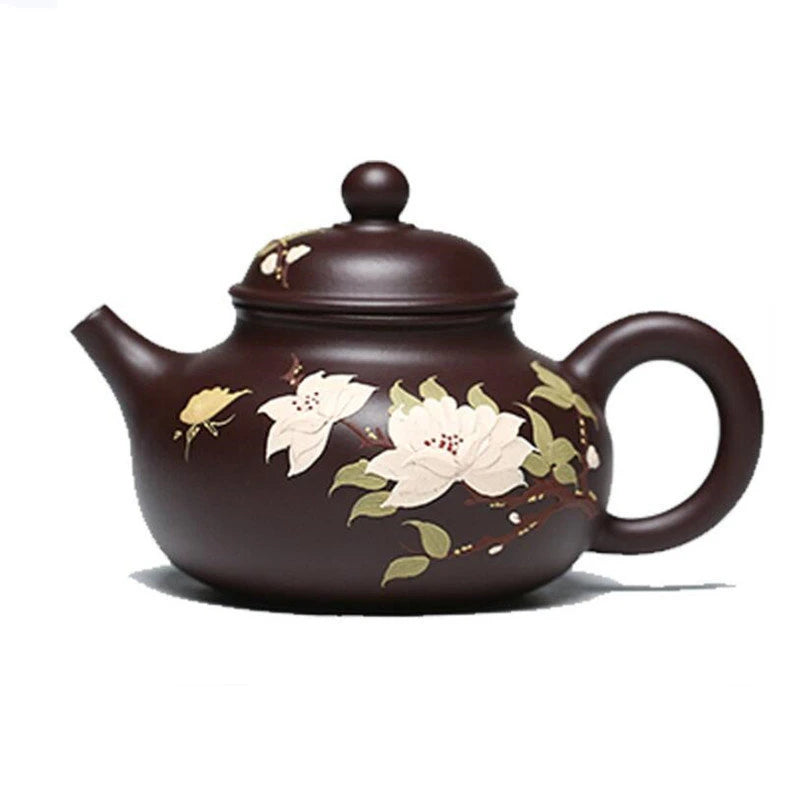 190ml Chinese Yixing Purple Clay Teapots Famous Artists Handmade Flower Pattern Tea Pot Beauty Kettle Authentic Zisha Tea Set