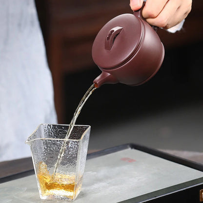 190ml Chinese Yixing Purple Clay Teapots Famous Artists Handmade Large Caliber Tea Pot Beauty Kettle Zisha Tea Set Teaware