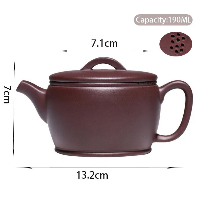 190ml Chinese Yixing Purple Clay Teapots Famous Artists Handmade Large Caliber Tea Pot Beauty Kettle Zisha Tea Set Teaware