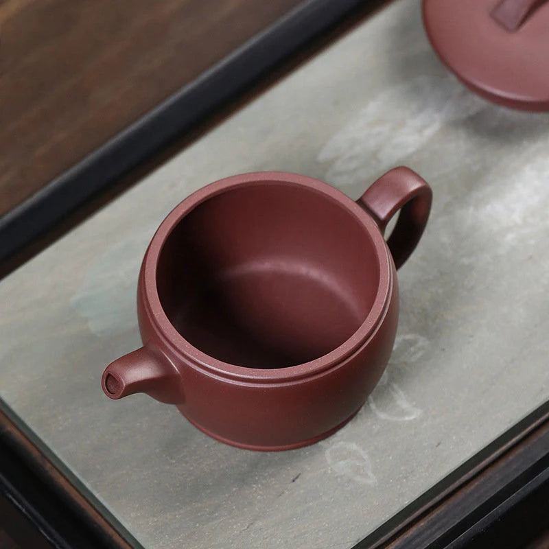 190ml Chinese Yixing Purple Clay Teapots Famous Artists Handmade Large Caliber Tea Pot Beauty Kettle Zisha Tea Set Teaware