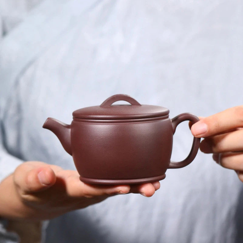 190ml Chinese Yixing Purple Clay Teapots Famous Artists Handmade Large Caliber Tea Pot Beauty Kettle Zisha Tea Set Teaware