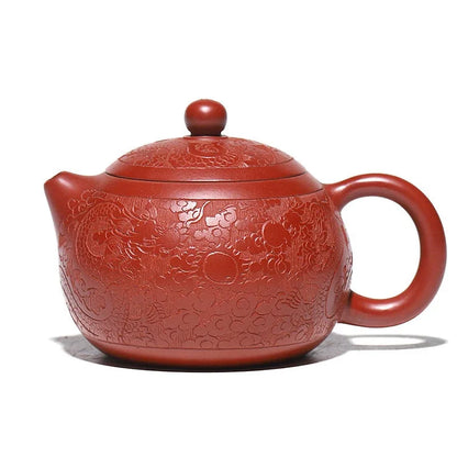 190ml Chinese Yixing Purple Clay Teapots Famous Handmade Dragon Pattern Xishi Tea Pot Raw Ore Dahongpao Kettle Zisha Tea Set