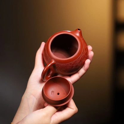 190ml Chinese Yixing Purple Clay Teapots Famous Handmade Dragon Pattern Xishi Tea Pot Raw Ore Dahongpao Kettle Zisha Tea Set