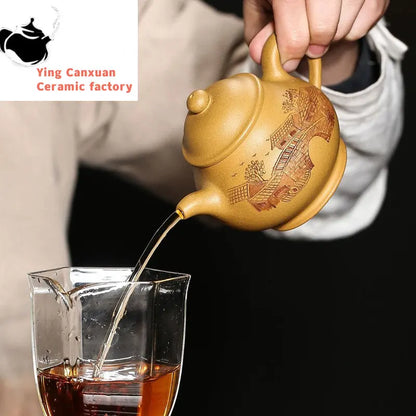 190ml Chinese Yixing Purple Clay Teapots Raw Ore Section Mud Handmade Tea Pot Zisha Filter Beauty Kettle Tea Set Accessories